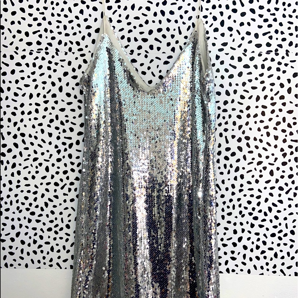 Silver shimmer sequin dress